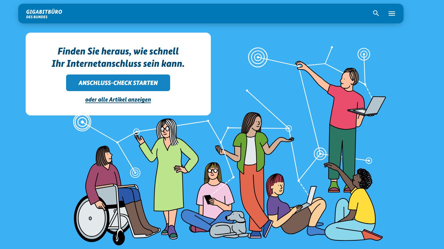 Startseite „Schnell ins Netz“