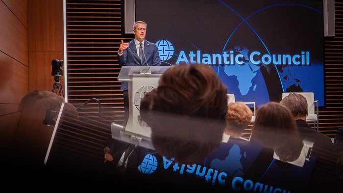 Bundesminister Wildberger spricht vor dem Atlantic Council.