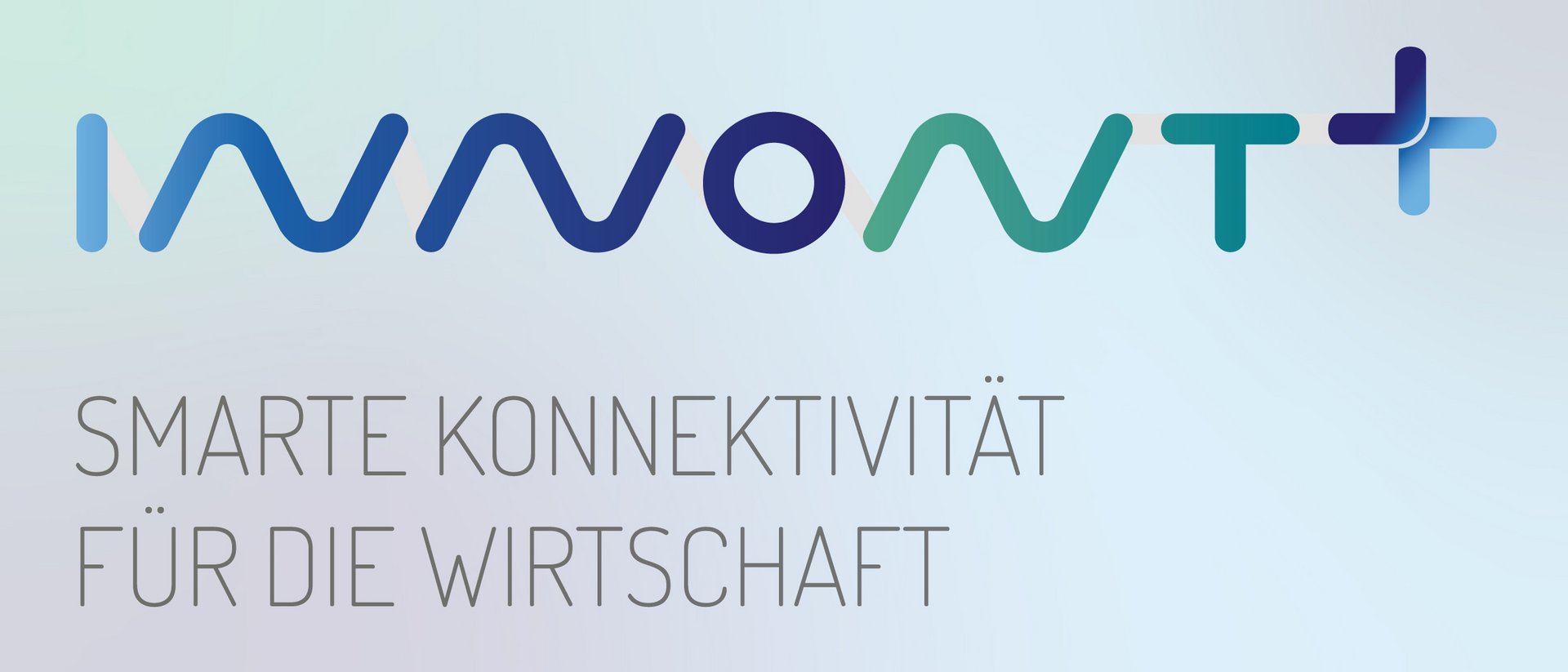 Logo der Marke „INNONT+“ in Blau- und Grüntönen auf hellem Hintergrund. Darunter steht in grauer, serifenloser Schrift der Slogan: „SMARTE KONNEKTIVITÄT FÜR DIE WIRTSCHAFT“.