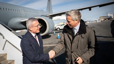 Bundesdigitalminister Dr. Karsten Wildberger und Botschafter Dr. Thomas Zahneisen, Stellvertreter der Ständigen Vertreterin Deutschlands bei den Vereinten Nationen