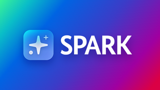 Das Logo von „SPARK“ auf einem farbenfrohen Hintergrund mit einem fließenden Farbverlauf von Türkis über Blau und Violett bis hin zu Rot. Links steht das App-Icon: ein abgerundetes, blaues Quadrat mit einem großen, weißen vierzackigen Stern, einem kleineren Plus-Zeichen rechts oben und einem Punkt links unten. Rechts daneben steht in großen, weißen Großbuchstaben das Wort „SPARK“.
